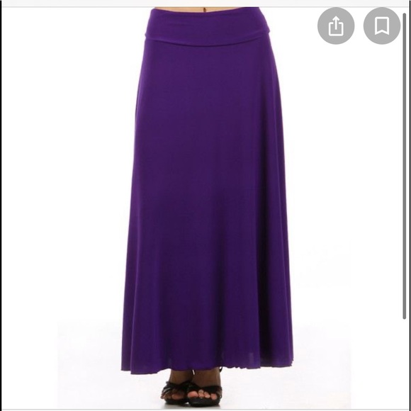 Violet Jersey Fold-Over Maxi Skirt - Picture 2 of 8
